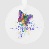 Personalisierter Schmetterling-Spritzer Ornament (Rückseite)