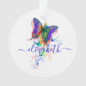 Personalisierter Schmetterling-Spritzer Ornament (Vorderseite)