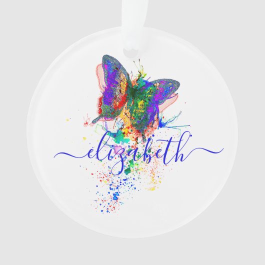 Personalisierter Schmetterling-Spritzer Ornament (Vorderseite)