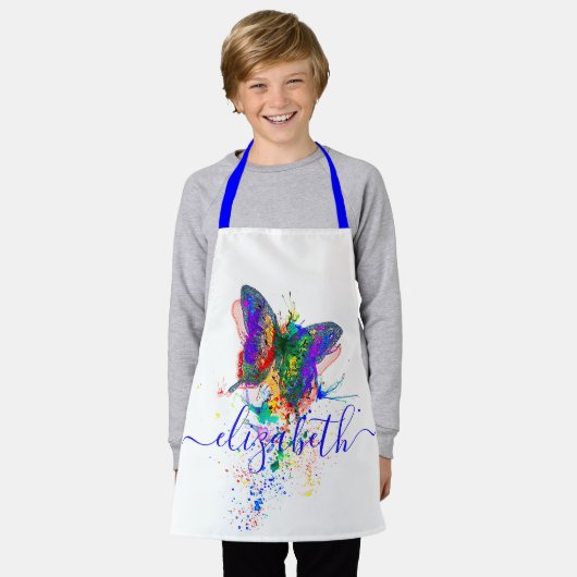 Personalisierter Schmetterling-Spritzer Schürze (Getragen)