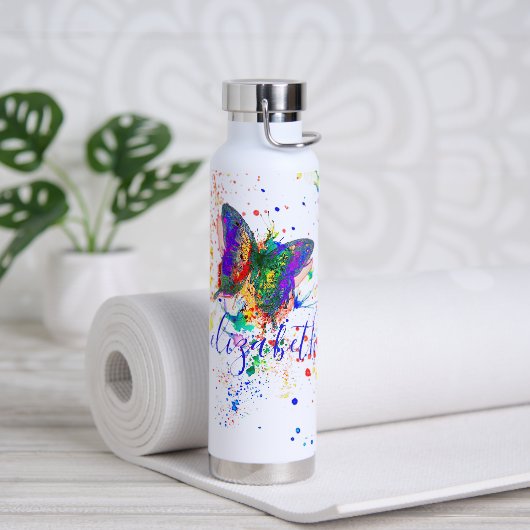 Personalisierter Schmetterling-Spritzer Trinkflasche (Yoga)