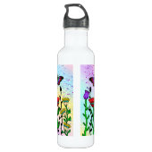 Personalisierter Schmetterling und Blume Foto und Edelstahlflasche (Rückseite)
