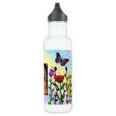 Personalisierter Schmetterling und Blume Foto und Edelstahlflasche (Rechts)