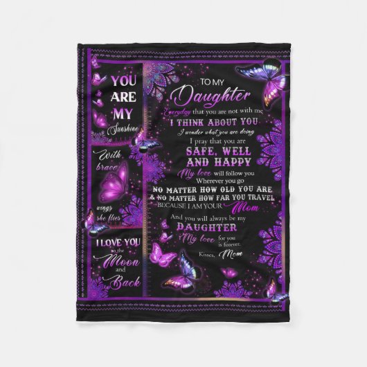 Personalisierter Schmetterling zu meinem Töchterbl Fleecedecke (Vorderseite)