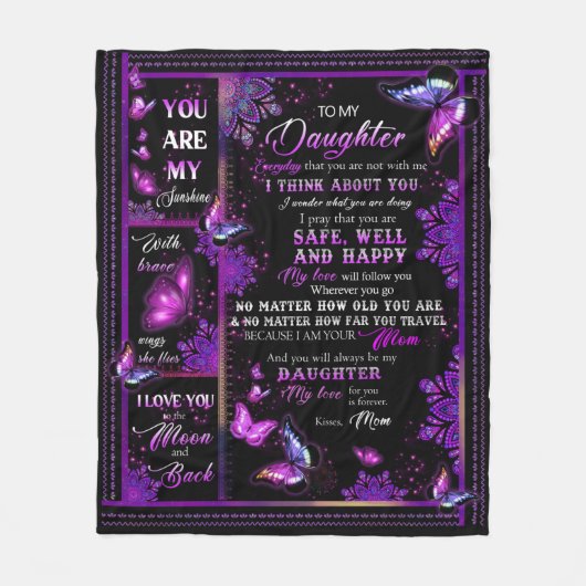 Personalisierter Schmetterling zu meinem Töchterbl Fleecedecke (Vorderseite)