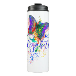 Personalisierter Schmetterlings-Splatter Thermosbecher