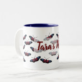 Personalisierter Schmetterlingsflug Zwei-Tonen-Tas Zweifarbige Tasse (Vorderseite Links)
