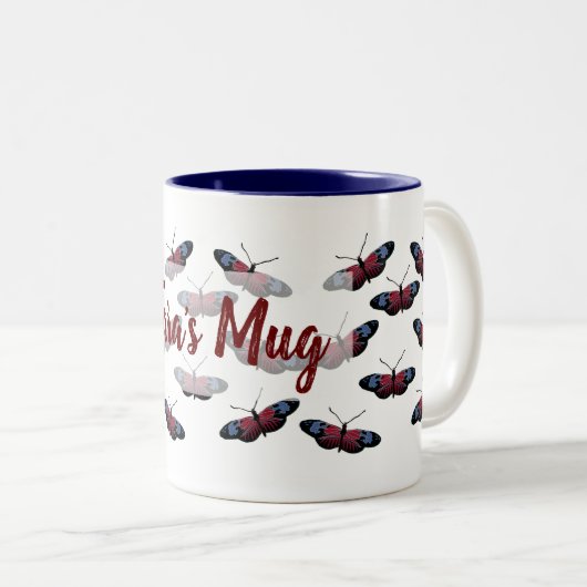 Personalisierter Schmetterlingsflug Zwei-Tonen-Tas Zweifarbige Tasse (VorderseiteRechts)