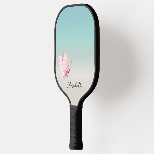 Personalisierter Schmetterlingsname Mit Monogramm Pickleball Schläger (Links)