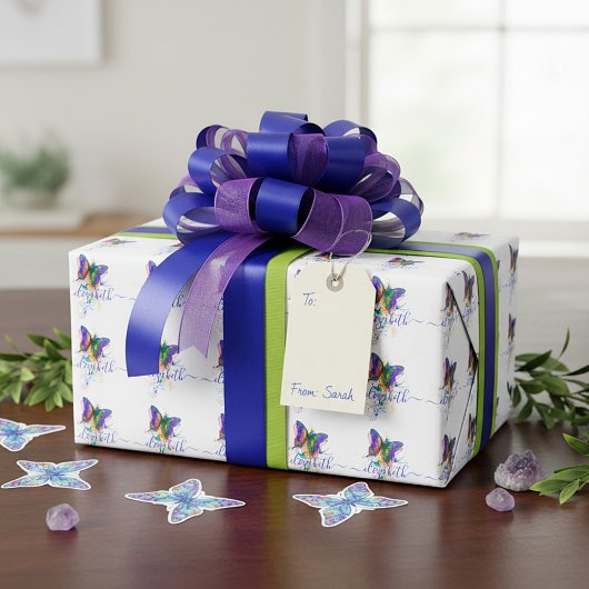 Personalisierter Schmetterlingssplatter Geschenkpapier
