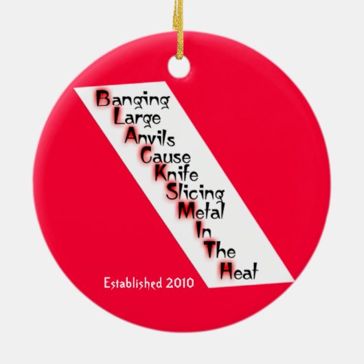 Personalisierter Schmied Keramik Ornament (Hinten)