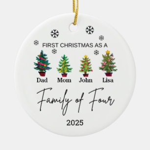 Personalisierter Schmuck für eine Familie mit vier Keramik Ornament