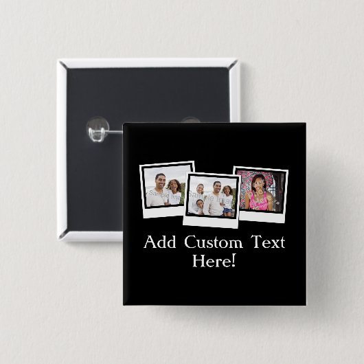Personalisierter Schnappschuß 3-Foto gestaltet Button (Vorne & Hinten)