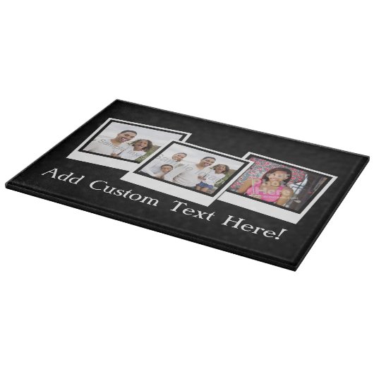 Personalisierter Schnappschuß 3-Foto gestaltet Schneidebrett (Ecke)