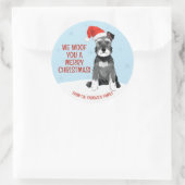 Personalisierter Schnauzer mit Weihnachtsmannmütze Runder Aufkleber (Tasche)