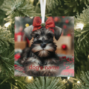 Personalisierter Schnauzer Ornament Aus Glas