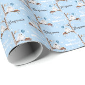 Personalisierter Schneeeule Winter Onederland Gebu Geschenkpapier (Rolleneckpunkt)
