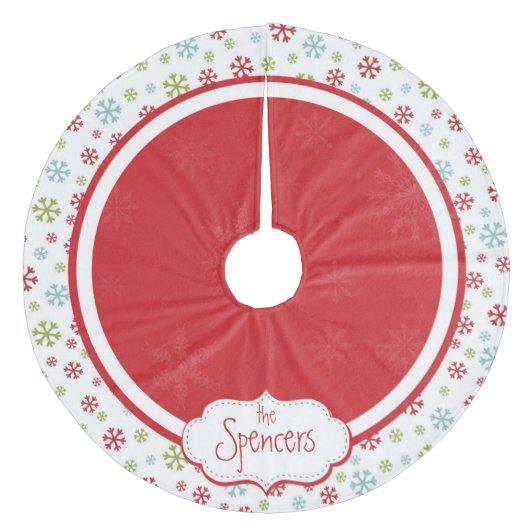 Personalisierter Schneeflocke-Weihnachtsbaum-Rock Fleece Weihnachtsbaumdecke (Vorderseite)