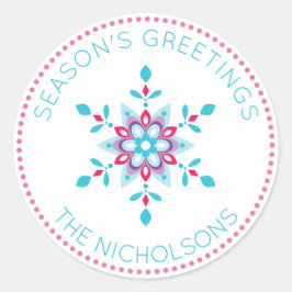 Personalisierter Schneeflockenaufenthalt Runder Aufkleber