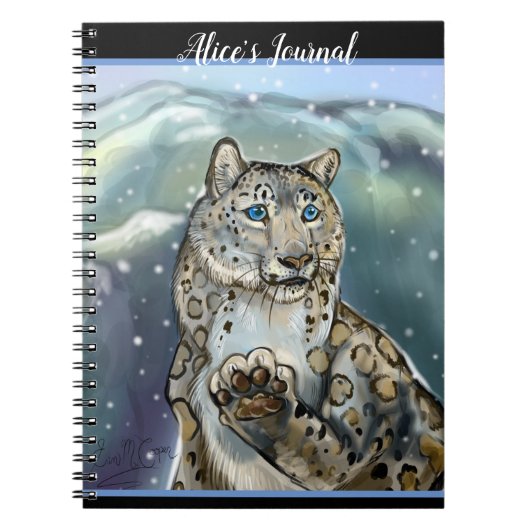 Personalisierter Schneeleopard~notebook Notizblock (Vorderseite)