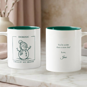 Personalisierter Schneemann-Becher – Ein Winterver Zweifarbige Tasse