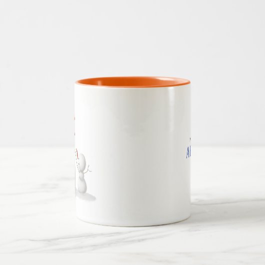 Personalisierter Schneemann für Oma Zweifarbige Tasse (Mittel)