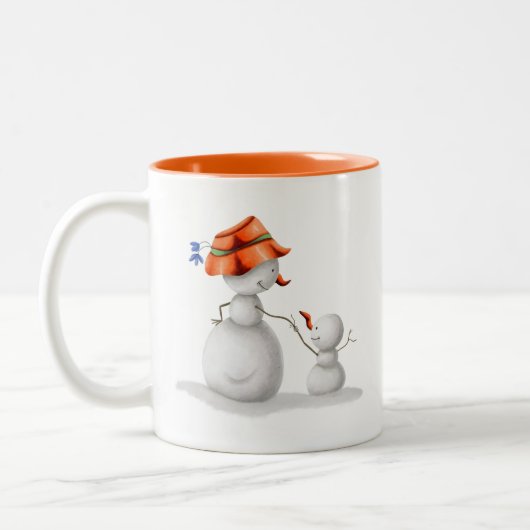 Personalisierter Schneemann für Oma Zweifarbige Tasse (Links)
