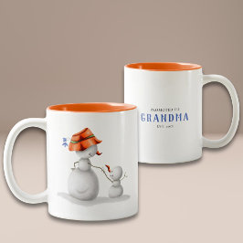Personalisierter Schneemann für Oma Zweifarbige Tasse