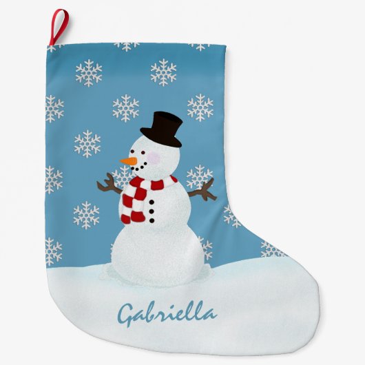 Personalisierter Schneemann Großer Weihnachtsstrumpf (Vorderseite)