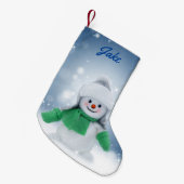 Personalisierter Schneemann Kleiner Weihnachtsstrumpf (Vorderansicht (hängend))