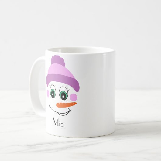 Personalisierter Schneemann mit Individuelle Name Kaffeetasse (Vorderseite Links)