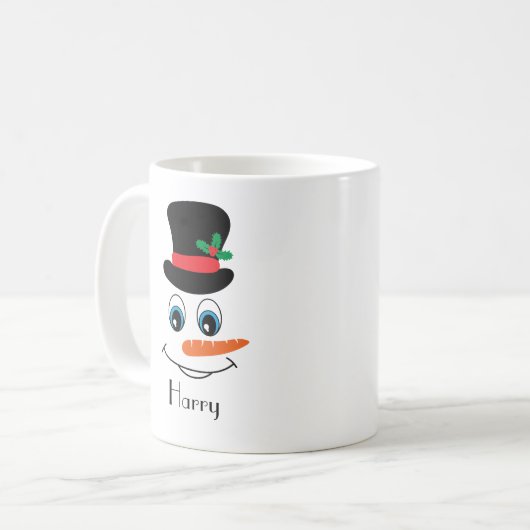 Personalisierter Schneemann mit Tophat Kaffeetasse (Vorderseite Links)