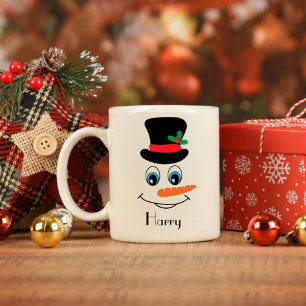 Personalisierter Schneemann mit Tophat Kaffeetasse