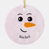 Personalisierter Schneemann-Name Keramik Ornament (Vorne)
