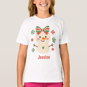 Personalisierter Schneemann-Schleife Weihnachten B T-Shirt