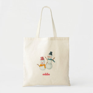 Personalisierter Schneemann Weihnachten bis Tragetasche