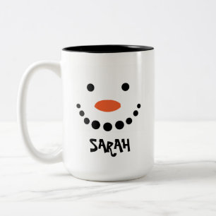 Personalisierter Schneemann Weihnachten Zweifarbige Tasse