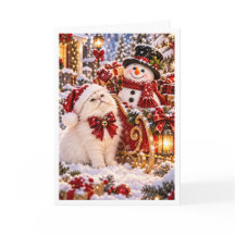Personalisierter Schneemann & weißer Perserkatze W