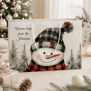 Personalisierter Schneemann Winter-Hug-Familiennam Große Geschenktüte