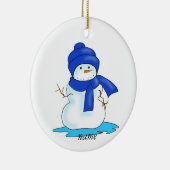 Personalisierter Schneemannshut und Schal Keramik Ornament (Rechts)