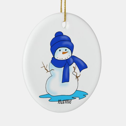 Personalisierter Schneemannshut und Schal Keramik Ornament (Rechts)