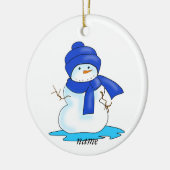 Personalisierter Schneemannshut und Schal Keramik Ornament (Links)