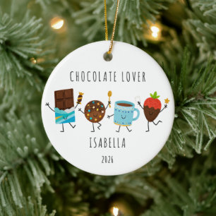Personalisierter Schokoladenliebhaber-Weihnachtssc Keramik Ornament
