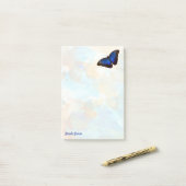 Personalisierter Schöner Blauer Morpho-Schmetterli Post-it Klebezettel (Auf Schreibtisch)