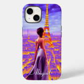 Personalisierter schöner Girl Eiffel Tower Paris Case-Mate iPhone Hülle (Rückseite)