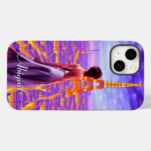 Personalisierter schöner Girl Eiffel Tower Paris Case-Mate iPhone Hülle (Rückseite (Horizontal))