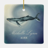 Personalisierter schöner Humpback Whale Weihnachte Keramikornament (Rückseite)