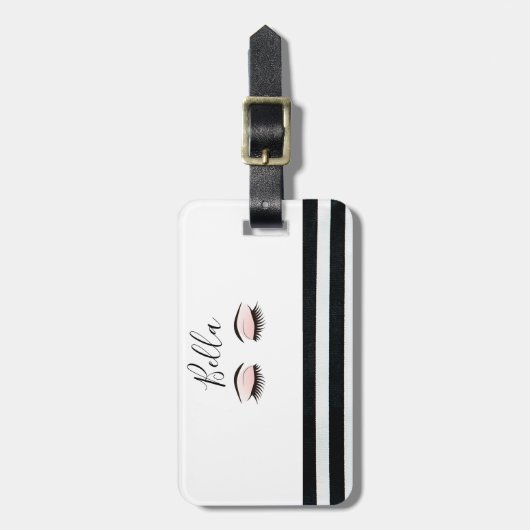 Personalisierter schöner Long Black Eyelashes Gepäckanhänger (Vorderseite vertikal)