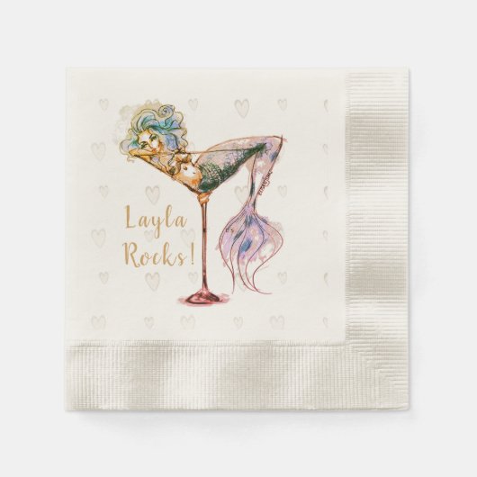 Personalisierter schöner Meerjungfrau-Martini Serviette (Vorderseite)