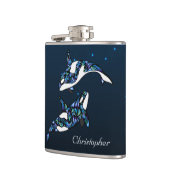 Personalisierter schöner Strand von Orca Whales We Flachmann (Links)